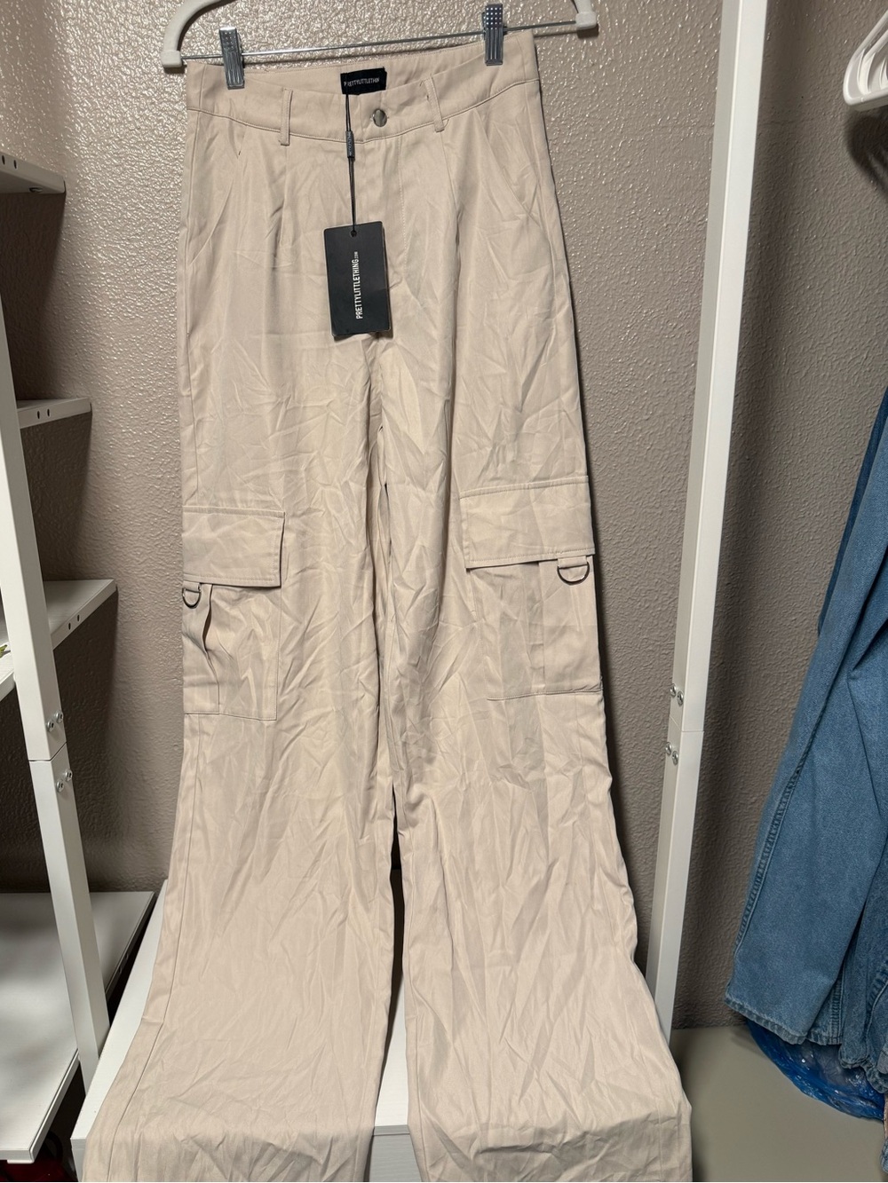 PrettyLittleThing Cream High-Waist Trousers